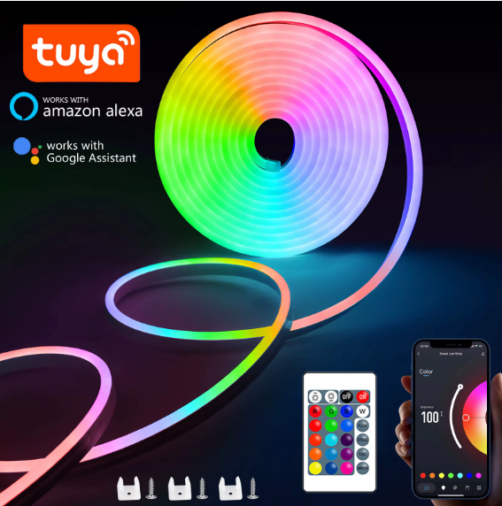 RGB Neon LED Strip 1/2/3/5M IP65 Waterproof DIY USB Neon Strip Tuya App Remote Control Flexible Ribbon for Home Decor Lighting