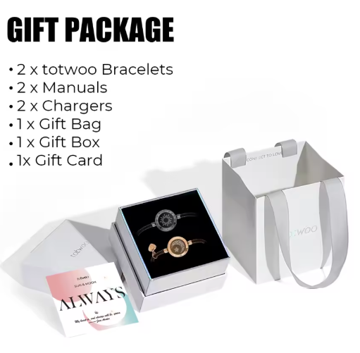 totwoo Long Distance touch Light up&Vibrate Bracelets for Couples, Long Distance Relationship Gifts Smart Sun&Moon Love Bracelet