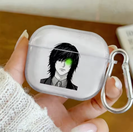 Japan Anime Mikami Teru Yagami Light‌ for Death Note Case TPU Case for AirPods 4 Pro 3 Clear Transparent Bluetooth Earphone Case