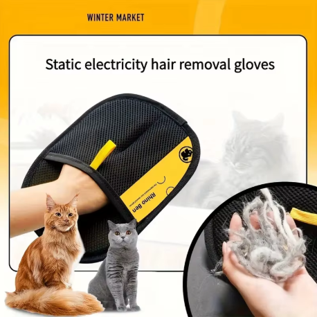 2-Pack Reusable Lint Remover Brushes & Static Electricity Glove for Pet Hair Removal on Furniture, Clothing.