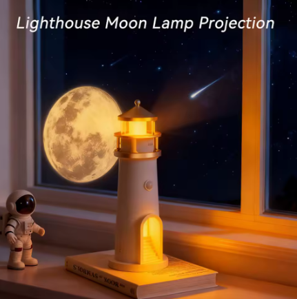 Moon Lamp Projection Lighthouse Lamps Night Light Remote Control Bluetooth Music Motion Sensor Ambient Lights Xmas Birthday Gift