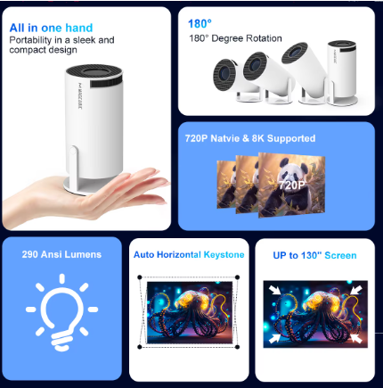 MAGCUBIC Projector HY300 PRO 8K Android 14 Dual Wifi6 290ANSI Allwinner H726 BT5.4 1080P 1280*720P Home Cinema Outdoor Projetor
